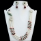 Green, Maroon and Off White Stone Imitation Studdded Necklace Set - Necklace