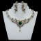  Green, Maroon and Off White Stone Studded Necklace Set - Necklace