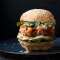 Red Lentil Cauliflower Burger with Chipotle Habanero Mayo, Onion Rings, Roasted peppers. - Vegetarian Cooking
