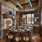 Rustic kitchen with double island