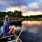 Setting sun from a canoe