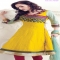 Yellow and Magenta Flair Cotton Churidar Kameez With Dupatta