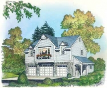 A cute gabled Colonial styled detached garage with two bedroom apartment - Detached Garage