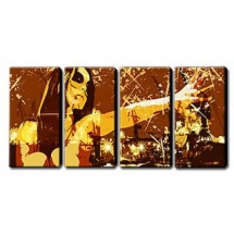 A Fashion Girl Wearing Sunglasses Oil Painting - Set of 4 - Free Shipping - Abstract Paintings