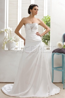 A-line Strapless Sleeveless Beach Wedding Dress - Our destination wedding