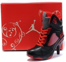 Air Jordan 5 High Heels Women Red Black - Jordan 5 High Heels