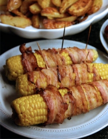 Bacon wrapped corncobs - What's for dinner?