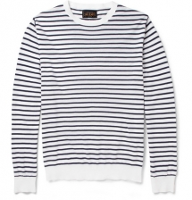 Beams Plus, Striped Knitted-cotton sweater  - Boyfriend fashion & style