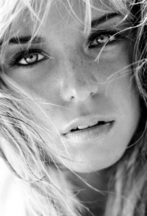 Beautiful face-shot black and white portrait of a youthful women - Fantastic shots