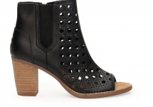 Black Leather Basket Weave Women's Majorca Peep Toe Booties - Clothing, Shoes & Accessories