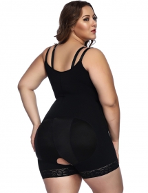 Black Underbust Bodysuits Boyshort Open Crotch Lace Slimming Belly - Shapewear& Body Shaper