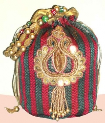 Green and Maroon Embroidered Vintage Bag - Fancy Bags