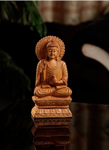 Uniquely Carved Buddha On Wood - Home decoration