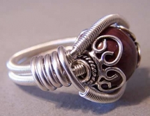 Wire wrapped gem ring - Rings