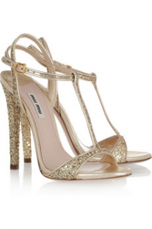 Glitter-finish leather sandals - Shoes