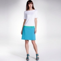 Three-Tone Short-Sleeved Dress with Slash Neckline - Spring Wardrobe