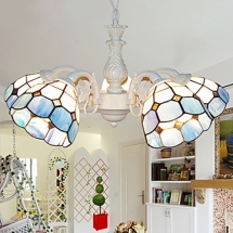 Bohemian Style Chic Tiffany 5 Light Chandelier With Grid Shade - Wedding reception ideas