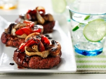 Bunless Bison Burger with Sautéed Vegetables - Cooking