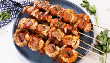 Cajun Butter Shrimp & Sausage Skewers - Tasty Grub