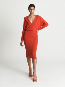 Cashmere Blend Ruched Sleeve Dress - Winter Wardrobe