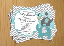 Chevron Baby Shower Invitation Boy teal tiffany - FREE Thank You card included, Baby Shower Invite  - Party ideas