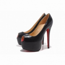 Christian Louboutin Highness 160mm Platform Peep Toe Leather Pumps Black  - Unassigned