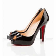 Christian Louboutin Hyper Prive 120mm Patent Leather Peep Toe Pumps Black  - Unassigned
