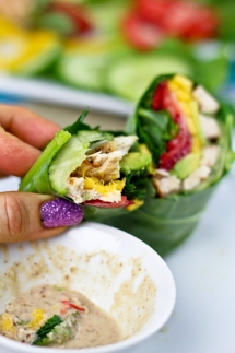 Collard Wraps & Satay Style Dipping Sauce - Healthy Lunches