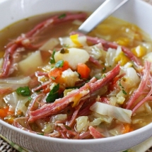 Corned Beef & Cabbage Soup - Cooking