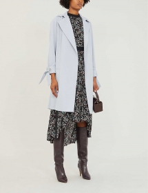 Cuff-tie Crepe Wrap Coat - Winter Wardrobe