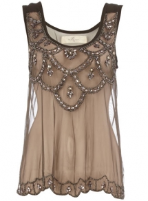 Embellished Mesh Top - Clothing, Shoes & Accessories