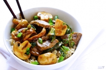 Ginger Beef, Mushroom & Kale Stir-Fry - Cooking