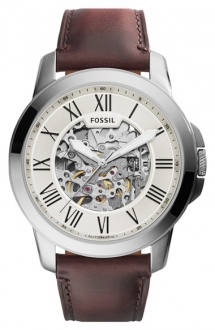 'Grant' Automatic Leather Strap Watch by Fossil - Watches