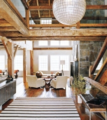 Great open stairway in this post and beam - Dream house designs