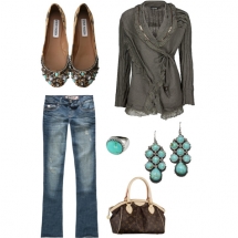 Grey and Turquoise - Clothing, Shoes & Accessories