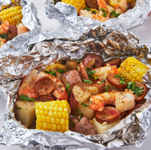 Grilled Shrimp Foil Packets - Cooking