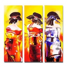Hand-painted People Oil Painting - Set of 3 - Free Shipping - People Paintings