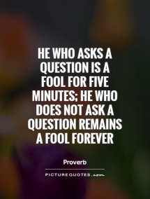 He who asks a question is a fool for five minutes; he who does not ask a question remains a fool forever. - Proverb - Quotes