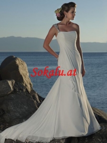 Herzausschnitt Riemen Eine-Schulter Chiffon Strand Brautkleider - Party ideas