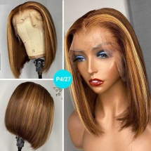 Highlight Wig Bob Hairstyle Straight Brazilian Human Hair Lace Front Wigs - Fave hairstyles