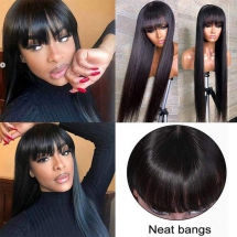 Human Hair Wigs With Bangs Brazilian Straight Hair -Ashimary Hair - Christmas fun