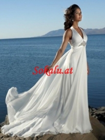Imperium V-Ausschnitt Gericht Zug Ärmellos Chiffon Strand Brautkleider - Party ideas