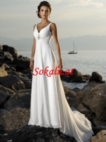 Imperium V-Ausschnitt Gericht Zug Chiffon Ärmellos Strand Brautkleider - Party ideas