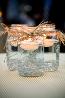 Mason Jar Wedding Table Centrepieces - Christmas fun