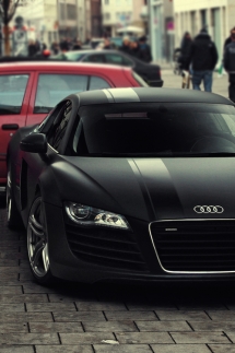 Matte Black Audi R8 with Black Racing Stripe - Cars