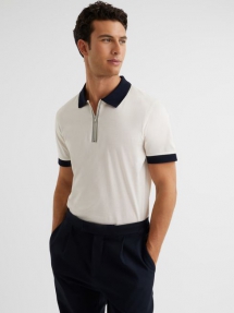 Mercerised Zip Neck Polo T-Shirt - Man Style