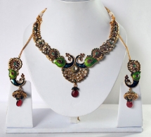 Multicolor Antique Finish Imitation Necklace Set - Necklace