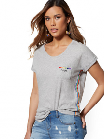 Multicolor Stripe "Love" Graphic Tee - Fave Clothing, Shoes & Accessories