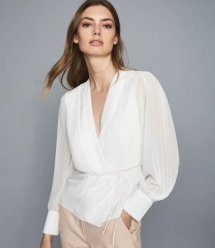 Nola Wrap Front Blouse Ivory - Spring Wardrobe