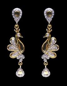 Off White American Diamond Studded Fashion Earring - Earrings